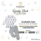Pyjamas Bamboo Set White Big Sheepz  / Pyjamas Anak / Baju Tidur Anak Baa Baa Sheepz