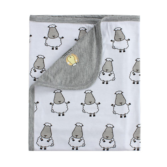 Double Layer Blanket Big Sheepz White Kids / Selimut Anak 110x160cm Baabaasheepz