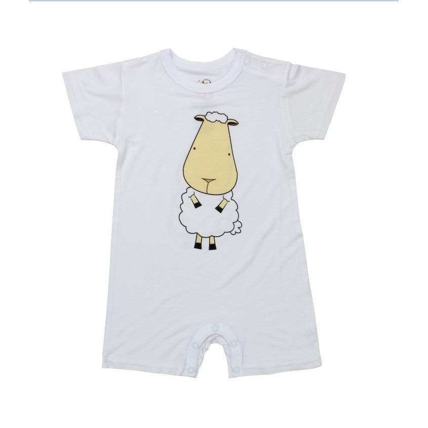 Baabaasheepz Bamboo Romper Short Sleeve White / Romper Pendek Anak Baabaasheepz