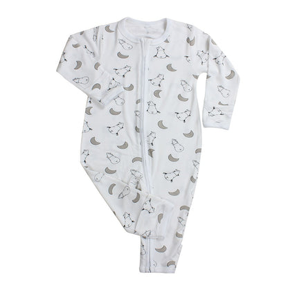 Romper Zipper White Baabaasheepz  / Romper Bayi Resleting Baabaasheepz