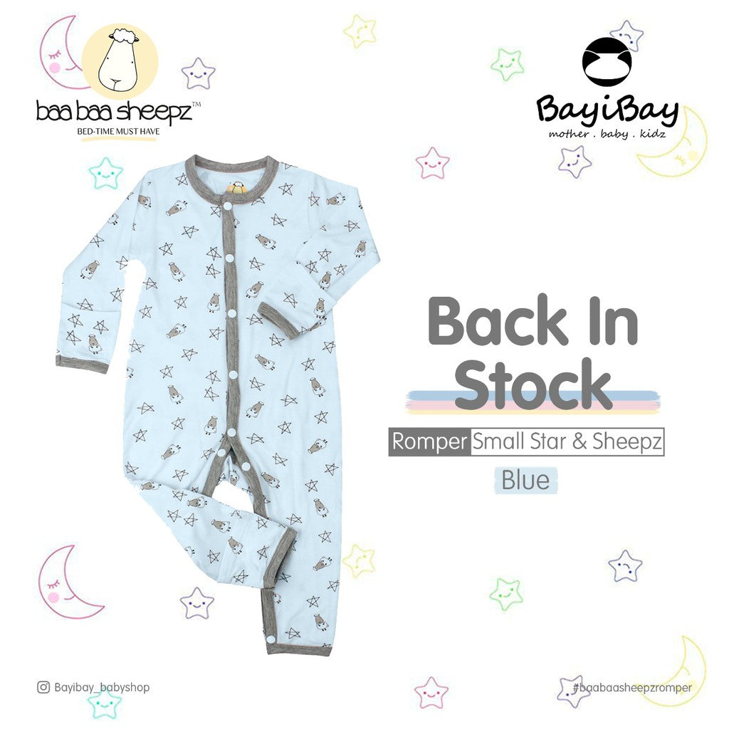 Baabaasheepz Bamboo Romper Snap Small Star Sheepz / Romper Lengan Panjang Anak Baabaasheepz