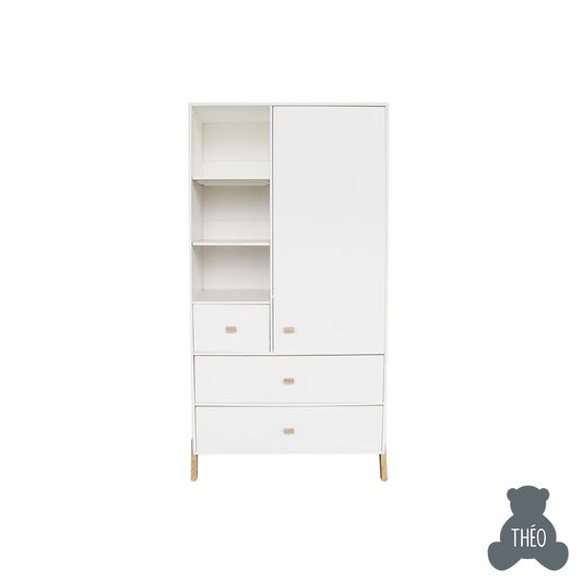 THEO MARELIE WARDROBE WITH SHELVES AND HANGER BAR NEIGE SILEX / LEMARI PAKAIAN ANAK