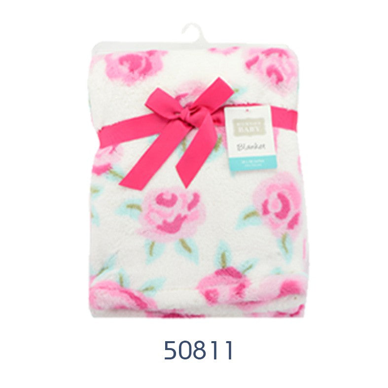 Luvable Friends Hudson Baby Super Plush Blanket Pink Roses / Selimut Bayi