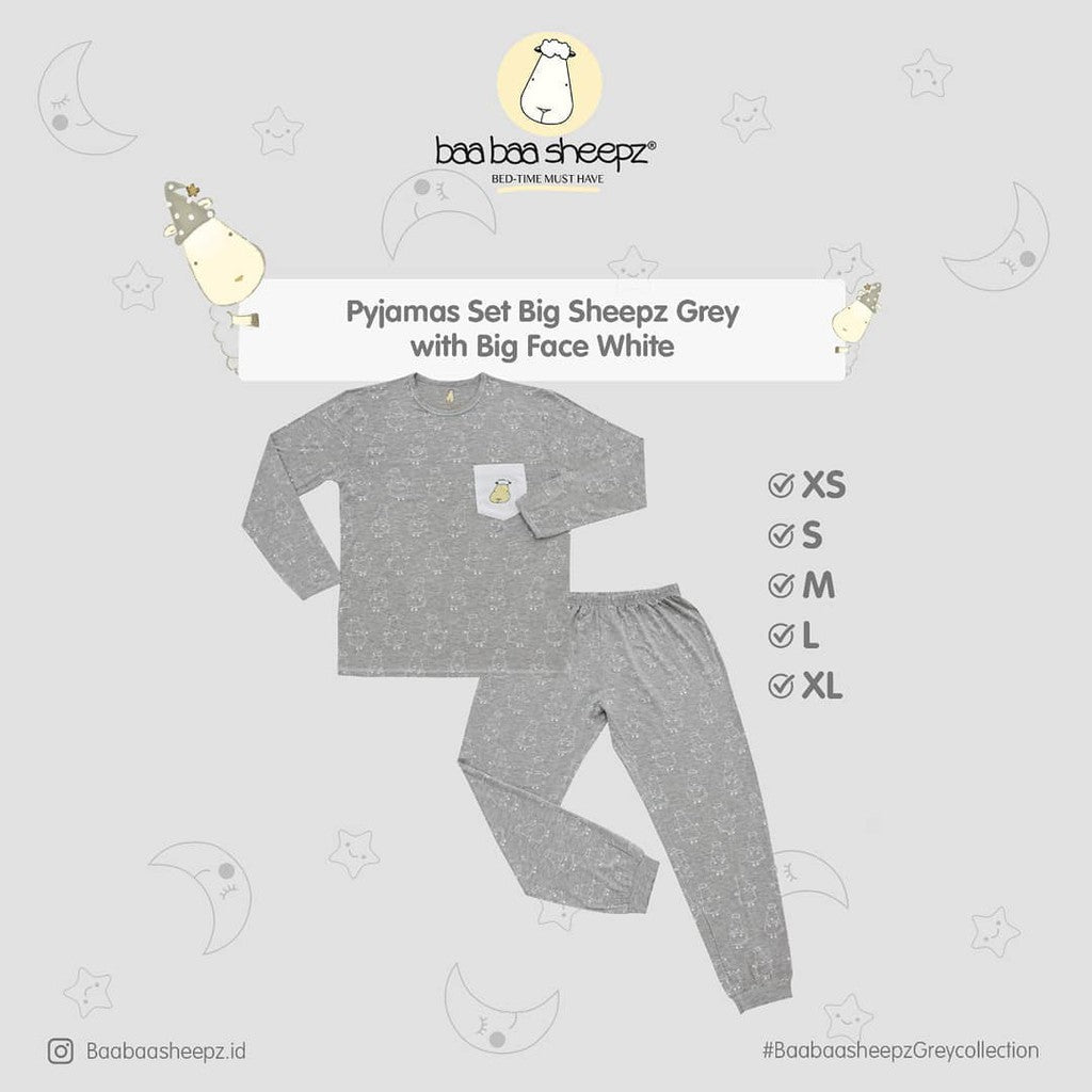 Pyjamas Set Big Sheepz Grey Pocket Baa Baa Sheepz / Pyjamas Dewasa