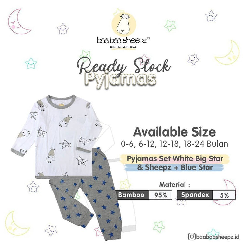 Pyjamas Set Baabaasheepz Bayi / Piyama Bayi Size 0-24 Months Baabaasheepz