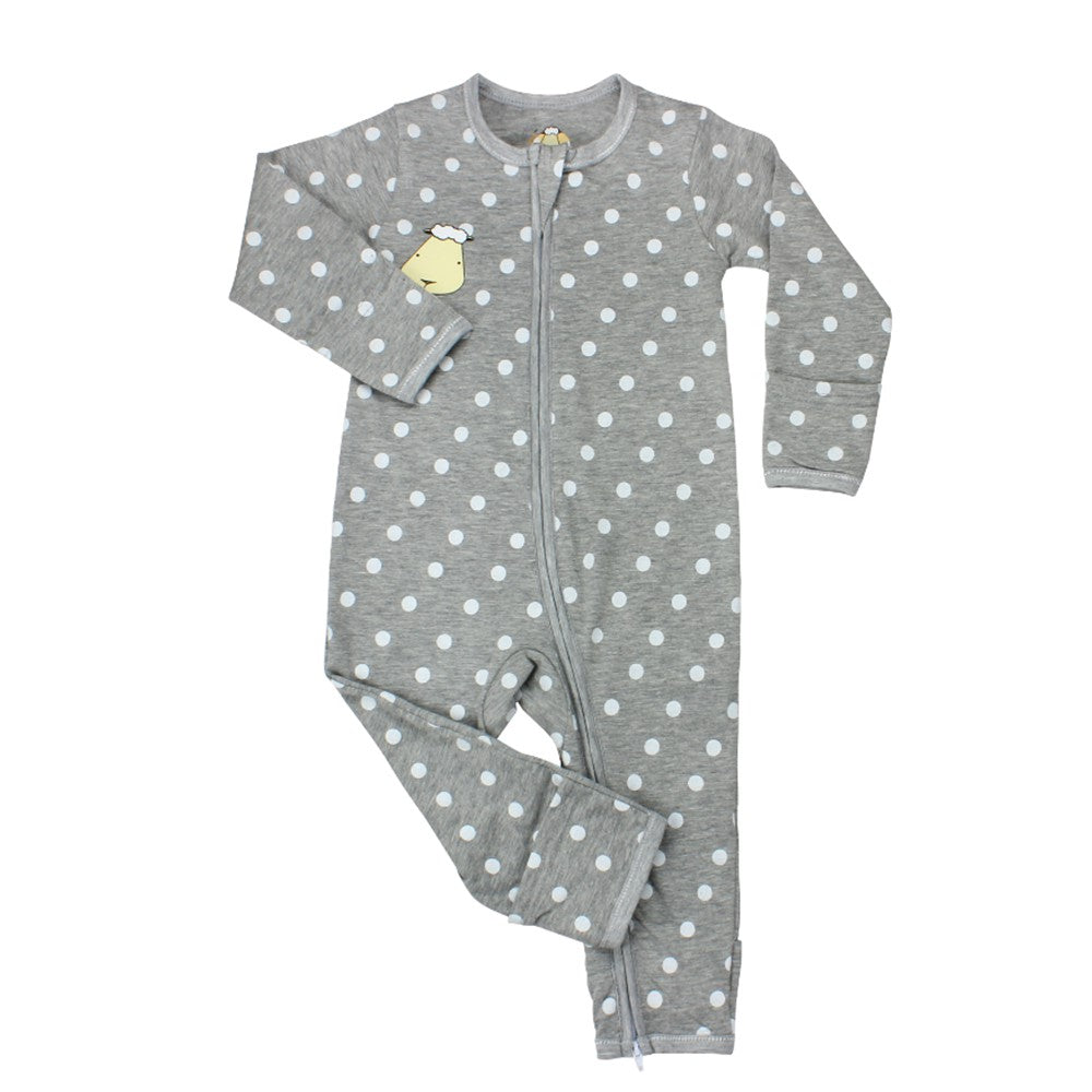 Baabaasheepz Bamboo Romper Zip Grey / Romper Anak Resleting Baabaasheepz