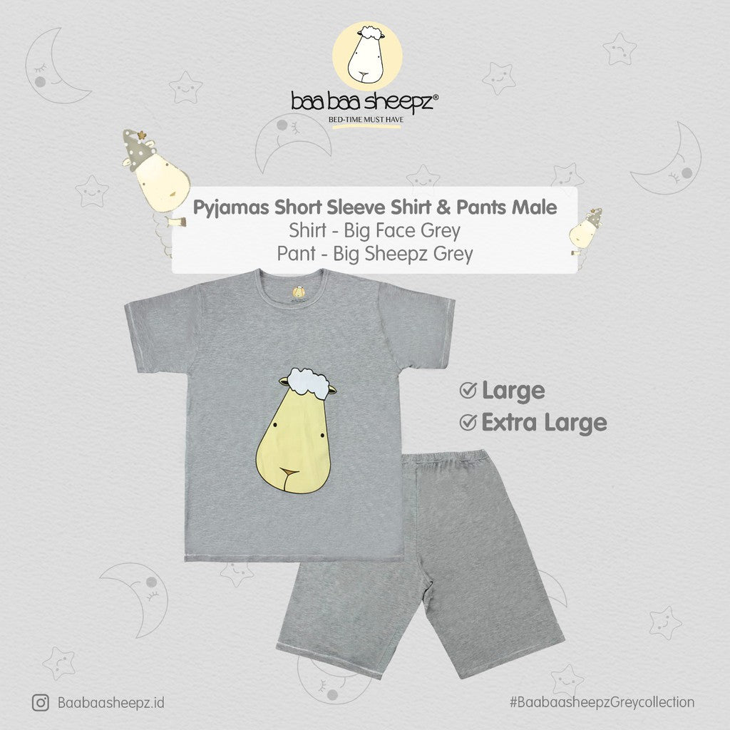 Pyjamas SS Big Face Sheepz Grey Baa Baa Sheepz / Pyjamas Dewasa Set Pendek