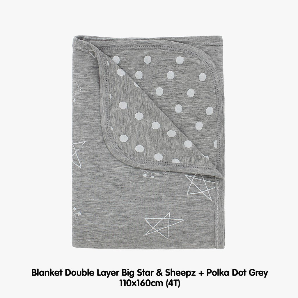 Double Layer Blanket Grey 4T 110X160CM Baa Baa Sheepz / Selimut Anak Baa Baa Sheepz