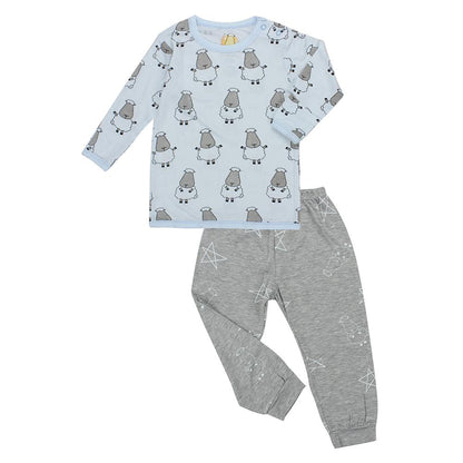 Pyjamas Set Bamboo Big Sheepz Blue + Big Star & Sheepz Grey Baa Baa Sheepz / Piyama Anak