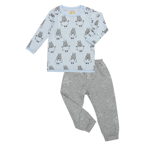 Pyjamas Set Bamboo Big Sheepz Blue + Big Star & Sheepz Grey Baa Baa Sheepz / Piyama Anak