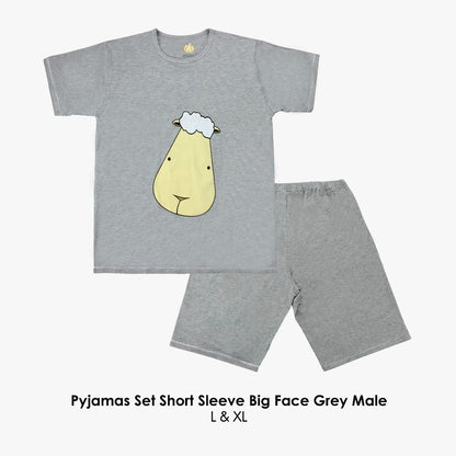 Pyjamas SS Big Face Sheepz Grey Baa Baa Sheepz / Pyjamas Dewasa Set Pendek