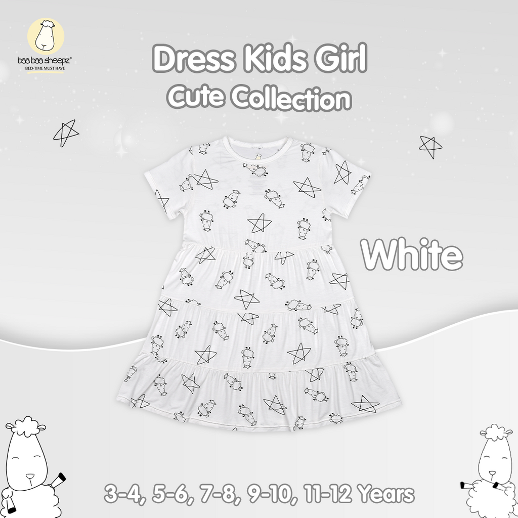 BBS Tiered Dress Cute Big Star & Sheepz White Kids 3-12 Years