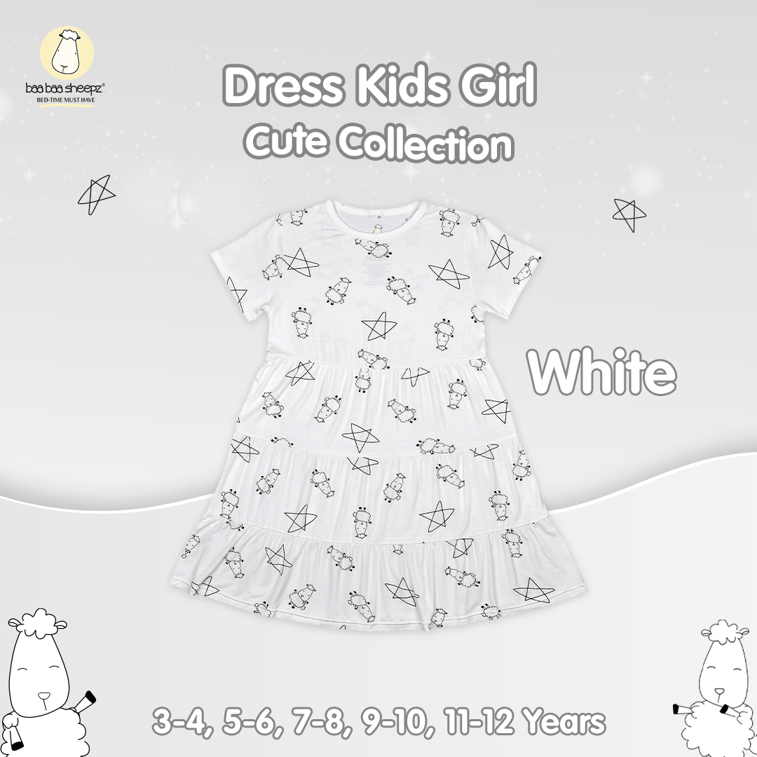 BBS Tiered Dress Cute Big Star & Sheepz White Kids 3-12 Years