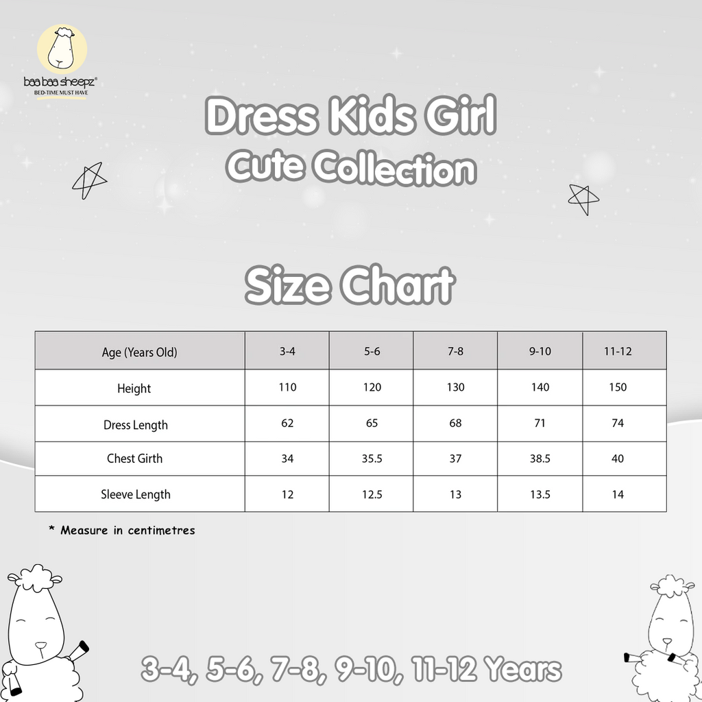 BBS Tiered Dress Cute Big Star & Head Grey Kids 3-12 Years