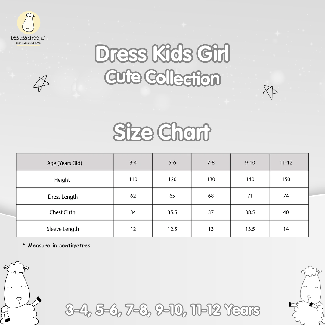 BBS Tiered Dress Cute Big Star & Head Grey Kids 3-12 Years