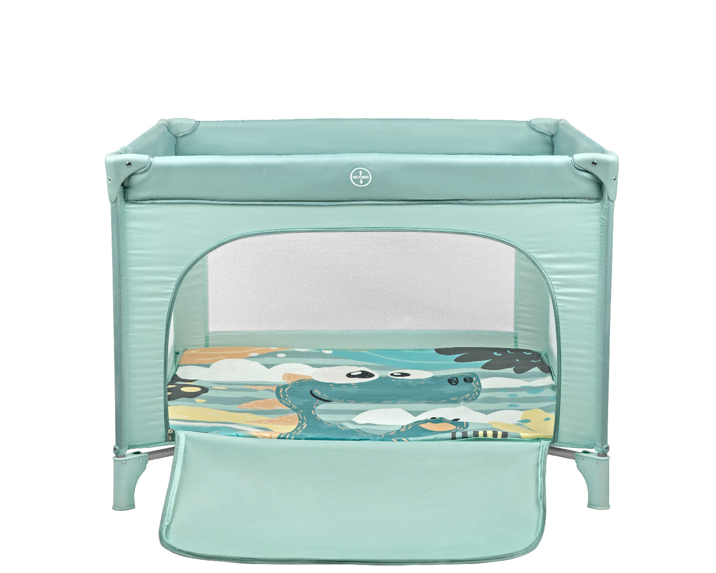 Kikkaboo Baby Cot Playpen Enjoy Beige Bear / Grey Cat / Mint Dino 2023