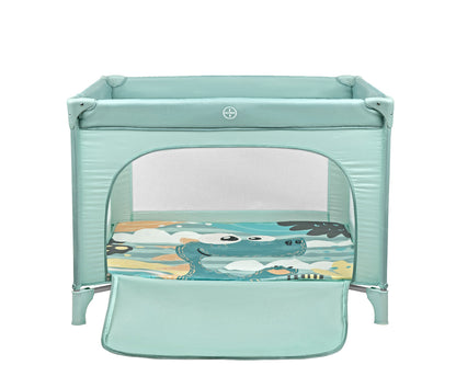 Kikkaboo Baby Cot Playpen Enjoy Beige Bear / Grey Cat / Mint Dino 2023