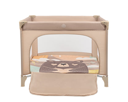 Kikkaboo Baby Cot Playpen Enjoy Beige Bear / Grey Cat / Mint Dino 2023