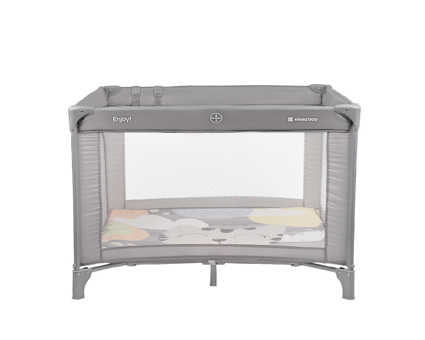 Kikkaboo Baby Cot Playpen Enjoy Beige Bear / Grey Cat / Mint Dino 2023