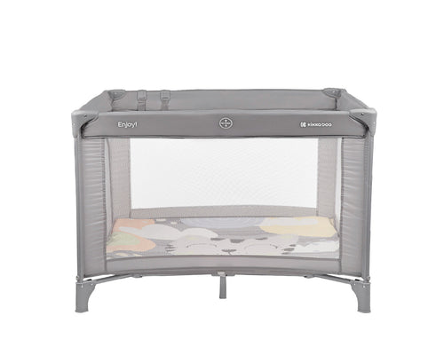 Kikkaboo Baby Cot Playpen Enjoy Beige Bear / Grey Cat / Mint Dino 2023