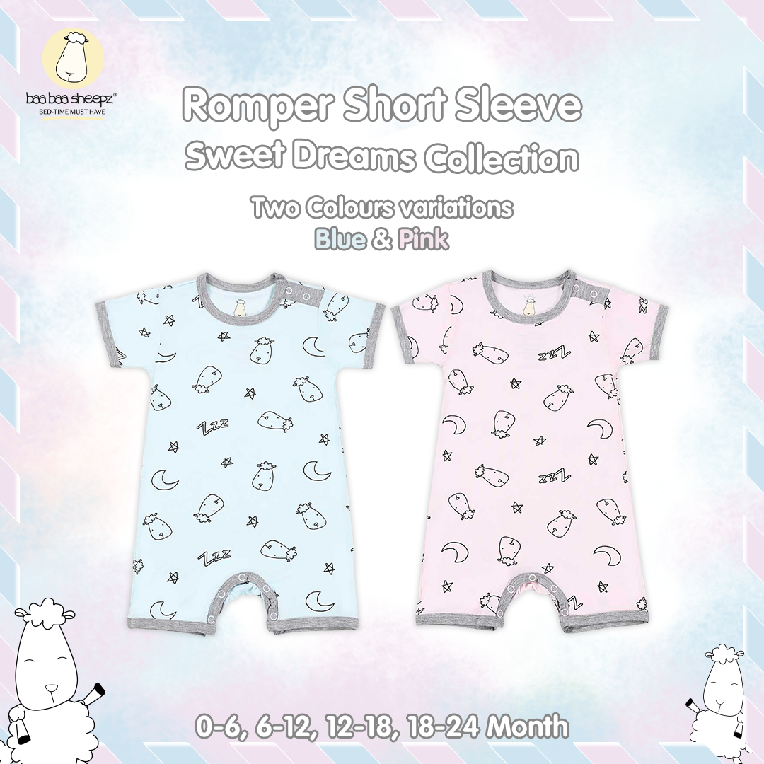 BBS Romper Short Sleeve Sweet Dreams Baa Baa Pink Blue