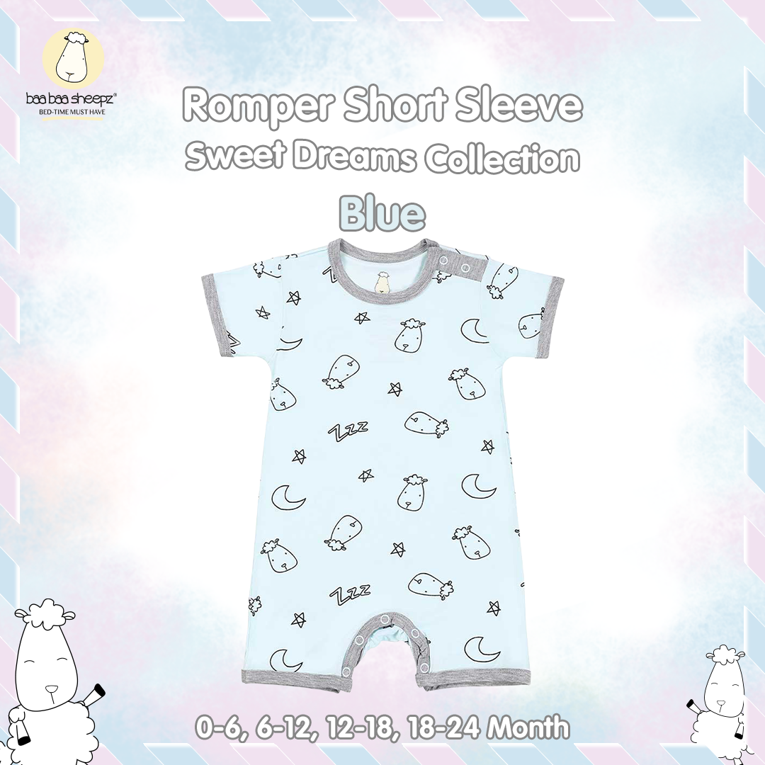 BBS Romper Short Sleeve Sweet Dreams Baa Baa Pink Blue