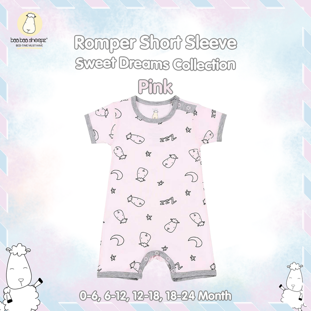 BBS Romper Short Sleeve Sweet Dreams Baa Baa Pink Blue