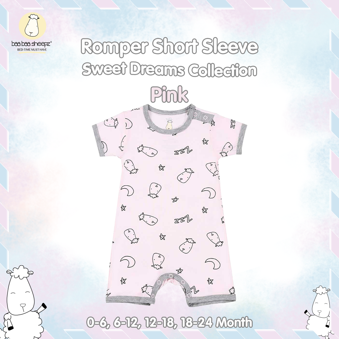 BBS Romper Short Sleeve Sweet Dreams Baa Baa Pink Blue
