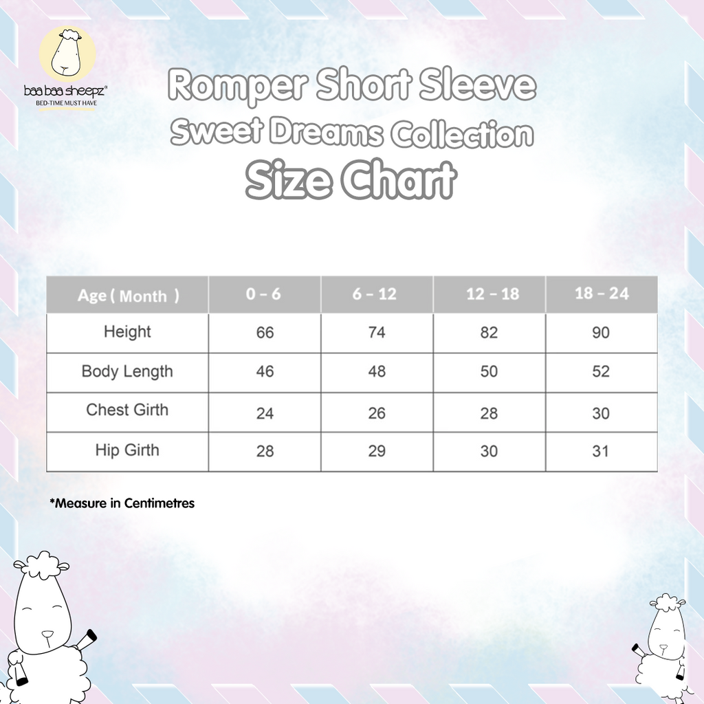 BBS Romper Short Sleeve Sweet Dreams Baa Baa Pink Blue