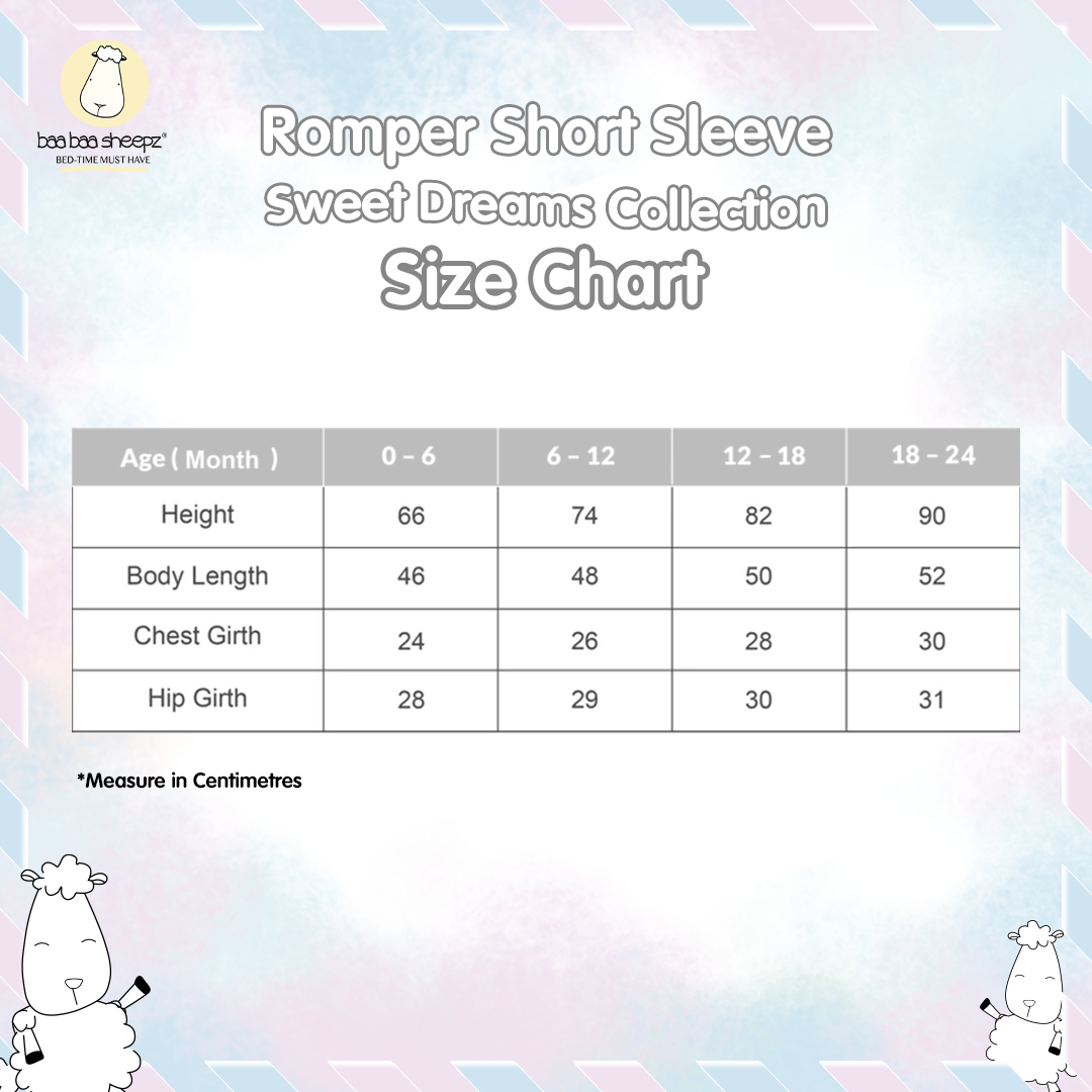 BBS Romper Short Sleeve Sweet Dreams Baa Baa Pink Blue