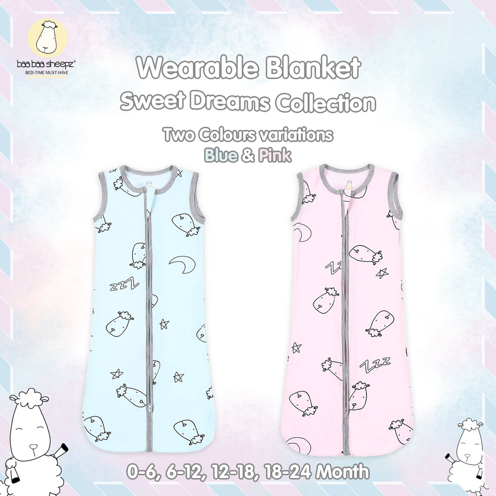 BBS Wearable Blanket Zip Sweet Dreams Baa Baa Pink Blue
