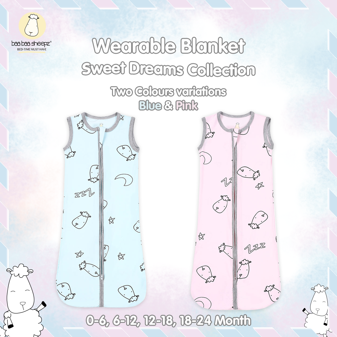 BBS Wearable Blanket Zip Sweet Dreams Baa Baa Pink Blue