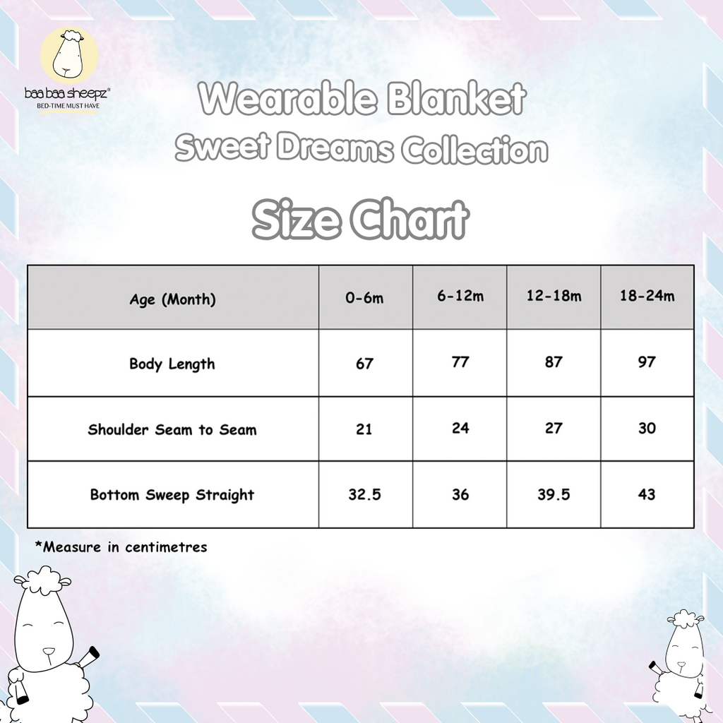 BBS Wearable Blanket Zip Sweet Dreams Baa Baa Pink Blue