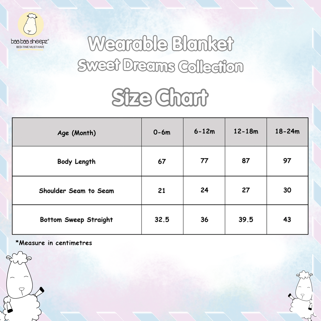 BBS Wearable Blanket Zip Sweet Dreams Baa Baa Pink Blue