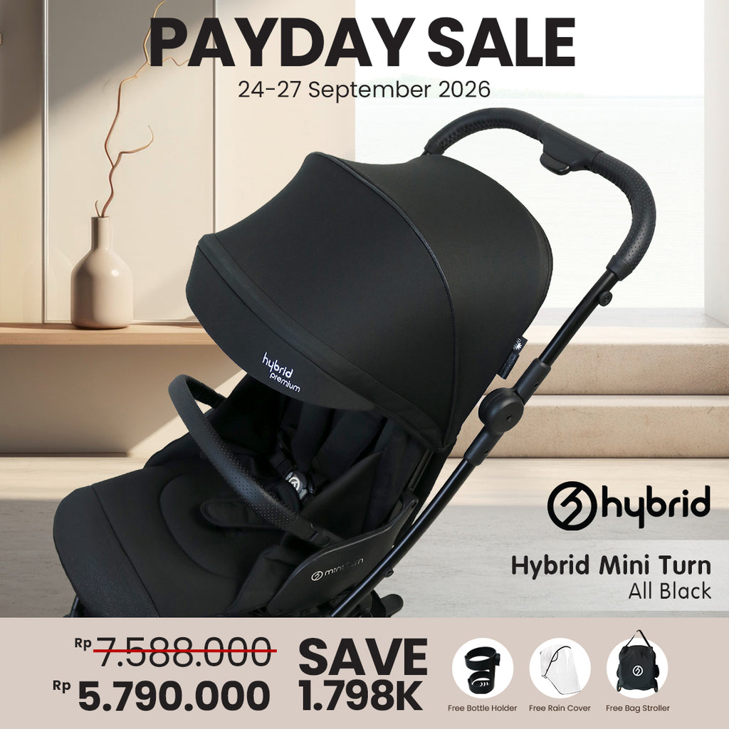 Hybrid Stroller Mini Turn Black Chassic Black (Include Raincover + Cup Holder + Front Armrest)