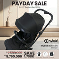 Hybrid Stroller Mini Turn Black Chassic Black (Include Raincover + Cup Holder + Front Armrest)