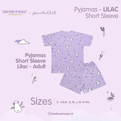 Baabaasheepz Pyajamas Set Short Sleeve Flamingo Adult / Set Pakaian Dewasa Mmehuillet