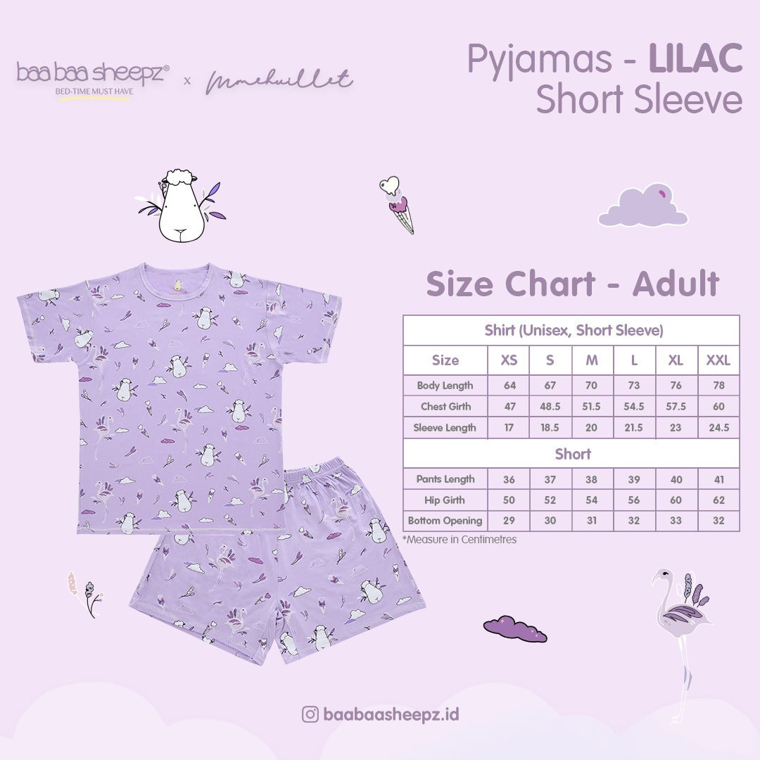 Baabaasheepz Pyajamas Set Short Sleeve Flamingo Adult / Set Pakaian Dewasa Mmehuillet