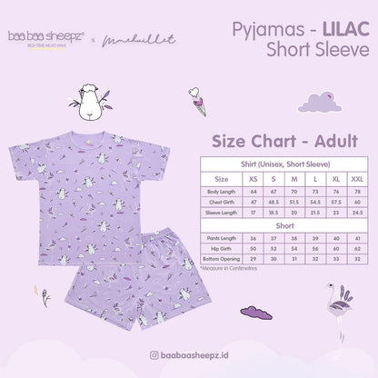 Baabaasheepz Pyajamas Set Short Sleeve Flamingo Adult / Set Pakaian Dewasa Mmehuillet