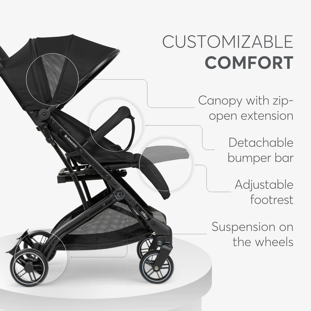 Kikkaboo stroller Pushchair Miley Black / Dark Grey 2024