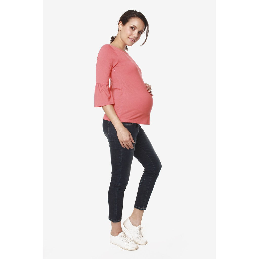 Spring Maternity Long Bell Sleeves Aada Top Black & Navy / Baju Hamil Premium