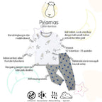 Pyjamas Set White Big Moon & Sheepz + Grey Checkers / Piyama Anaka Baabaasheepz