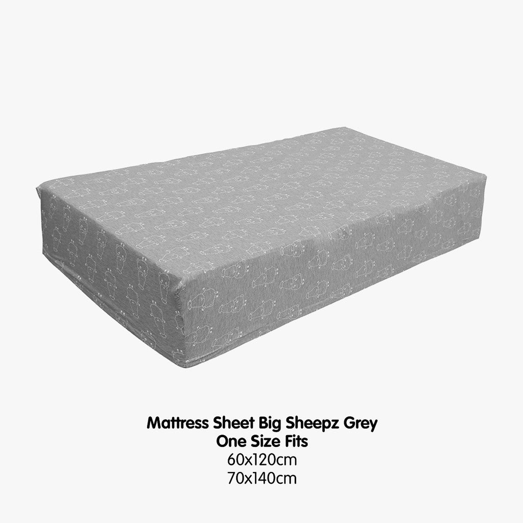 Mattress Sheet Grey One Size Baa Baa Sheepz (60 X 120CM / 70 X 140CM) / Sprei Anak Baabaasheepz