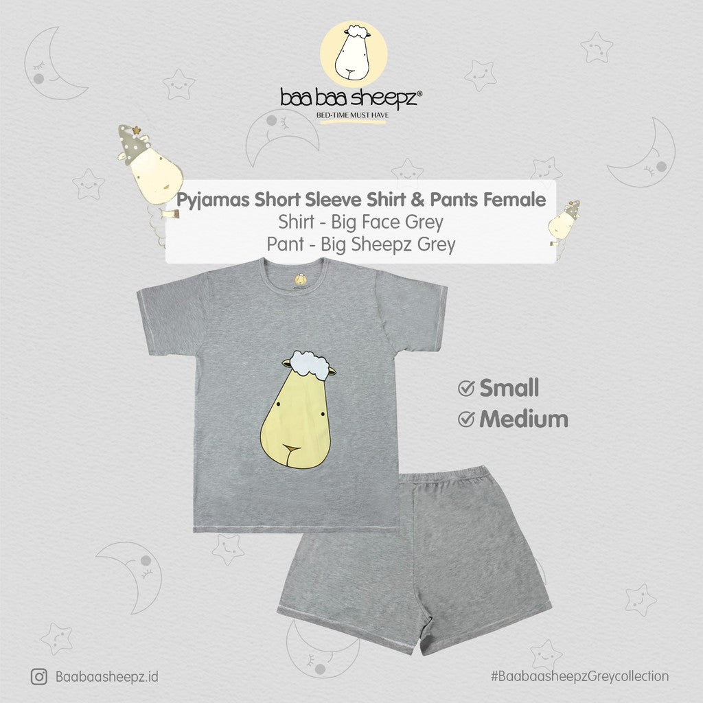 Pyjamas SS Big Face Sheepz Grey Baa Baa Sheepz / Pyjamas Dewasa Set Pendek