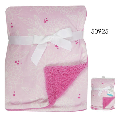 Luvable Friends Bed Printed Mink W/Sherpa Backing Floral / Selimut Anak Premium