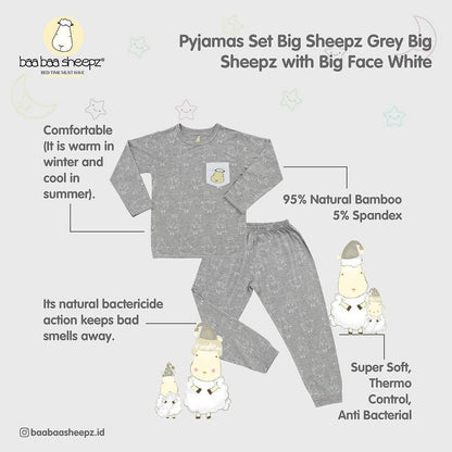 Pyjamas Set Grey Big Sheepz Pocket Baabaasheepz / Piyama Grey Baabaasheepz