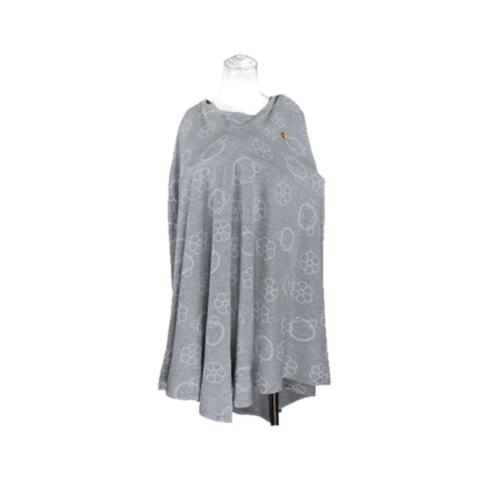 Baabaasheepz Bamboo Nursing Cover Grey Mooky Flower Baabaasheepz / Apron / Bedong / Selimut Bayi