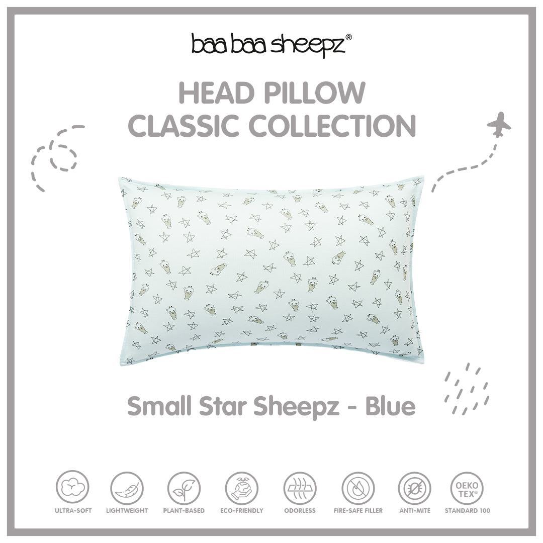 BBS Head Pillow Small Star & Sheepz Blue/Pink/White/Grey Kids