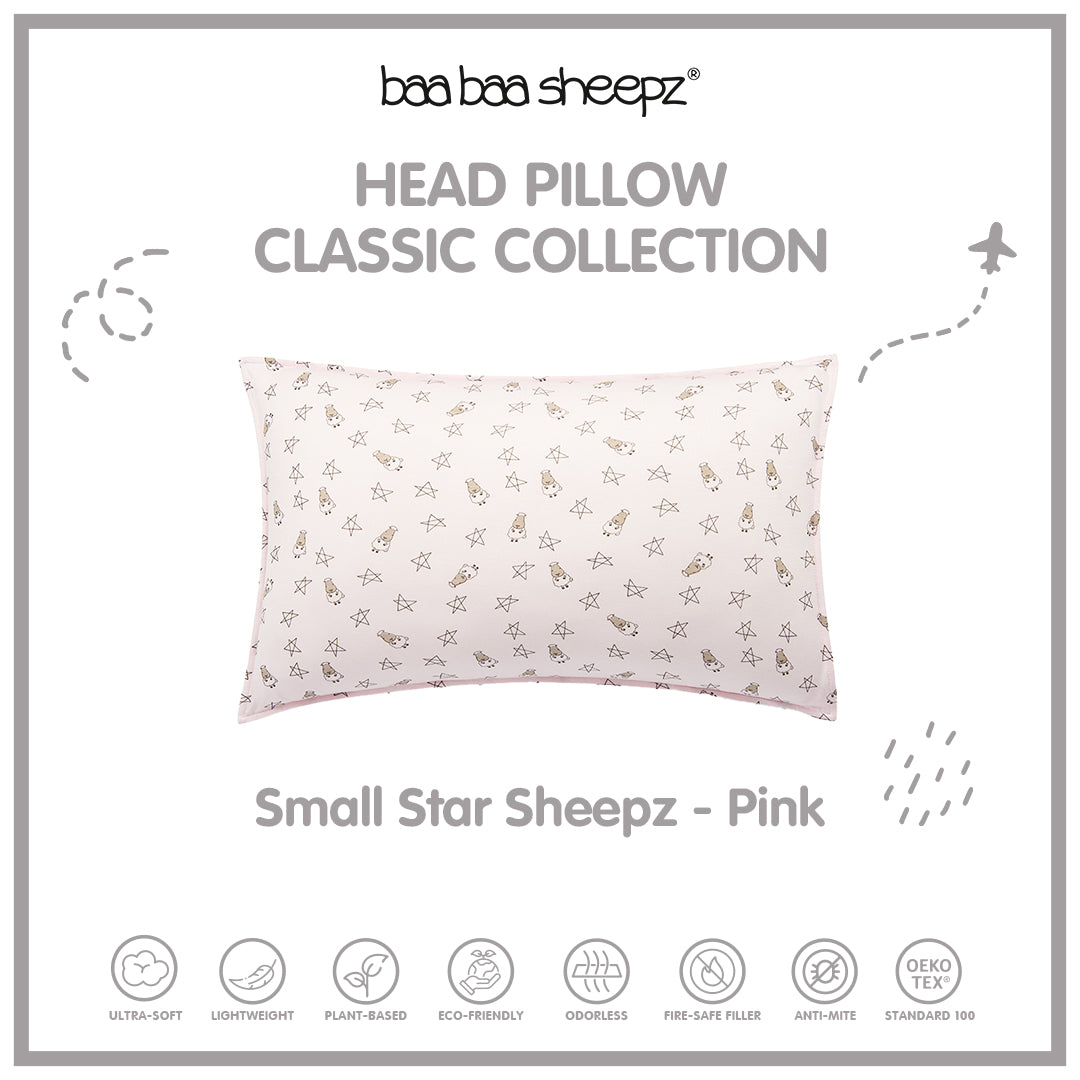 BBS Head Pillow Small Star & Sheepz Blue/Pink/White/Grey Kids