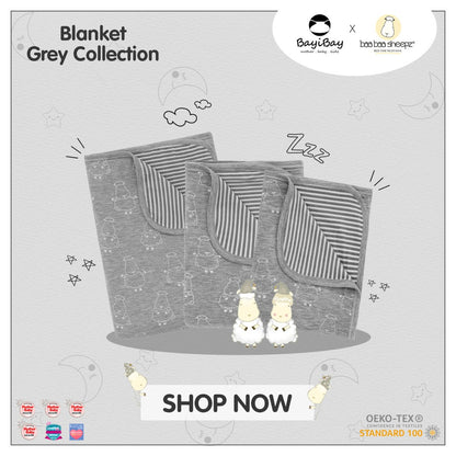 Double Layer Blanket Grey Adult 140x210CM Baa Baa Sheepz / Selimut Dewasa Baa Baa Sheepz